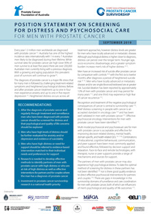 Position statement on screening for distress and psychosocial care for men with prostate cancer